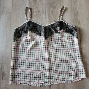 Candies Womens Y2K Check Print Lace Trim Cami Top Size S